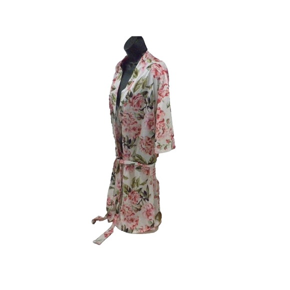 Show Me Your Mumu Robe One Size OS Pink Floral Open Front Belted Kimono - Picture 5 of 8
